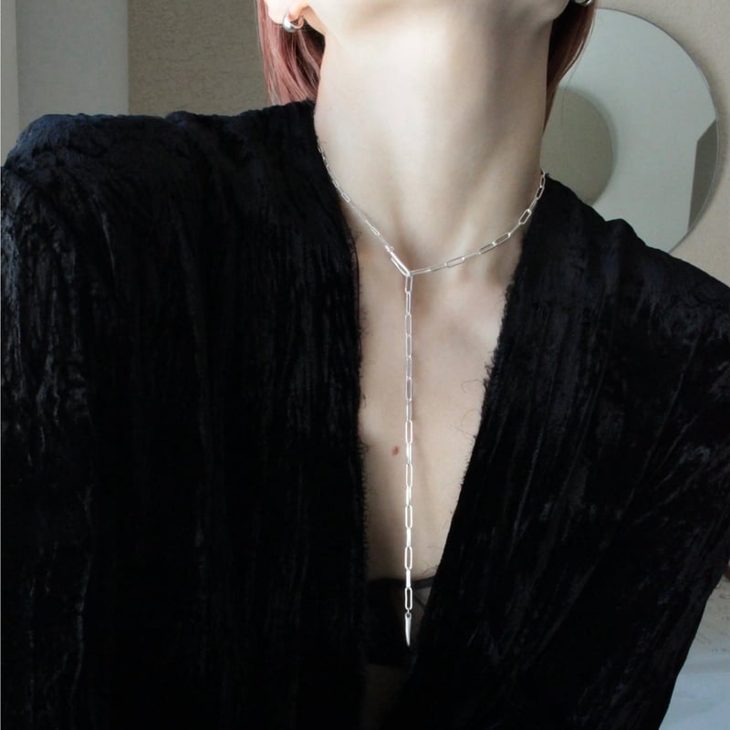 norme dew long frame necklace / Silver | Soieri norme dew long frame necklace / Silver | Soieri