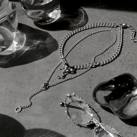 Distort ribbon layered necklace
