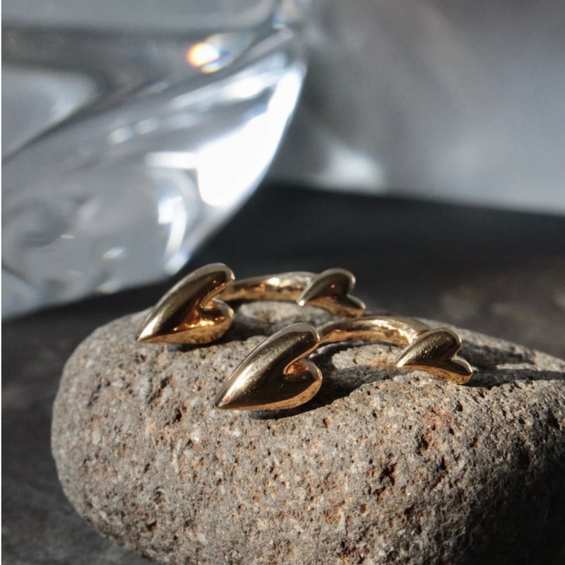 Heart connect pierce(1P) / Gold【Silver 925 prod