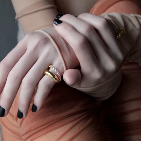 Poire chain earcuff pinky ring
