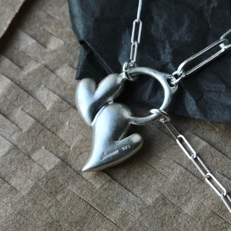 Heart motif double lariat / Matt silver【Silver 925 product】