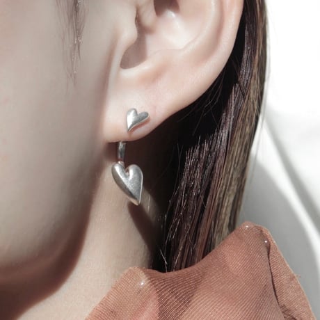 Heart connect pierce(1P) / Matt silver【Silver 925 product】