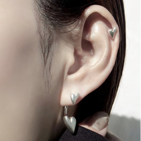 Heart connect pierce(1P) / Matt silver【Silver 925 product】