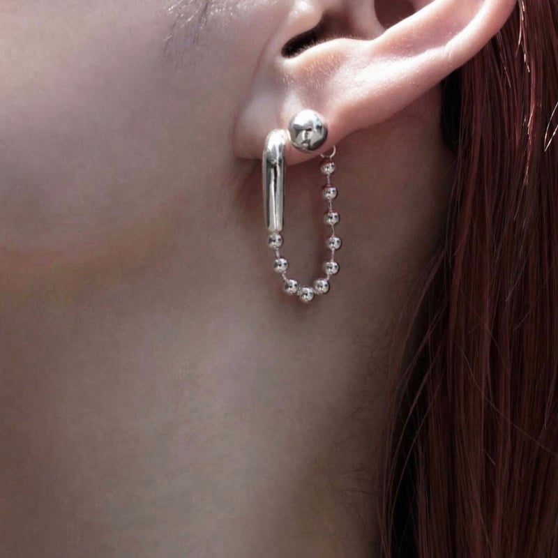 Ball chain hoop pierce [Unisex line] | Soierie