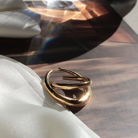 norme clear circle earcuff ring / SV925＋Gold Plated