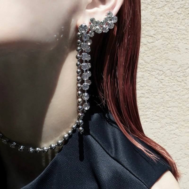 Ball chain stone pierce (2P) | Soierie Online S