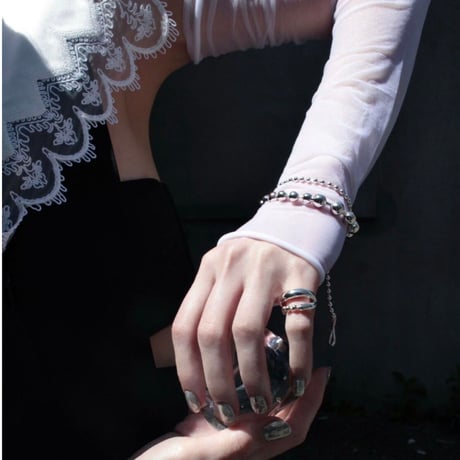 Ball chain earcuff pinky ring [Unisex line]