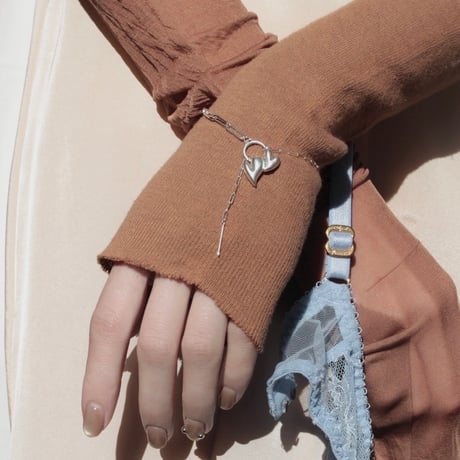 Heart motif double bracelet / Matt silver【Silver 925 product】