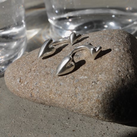 Heart connect pierce(1P) / Matt silver【Silver 925 product】
