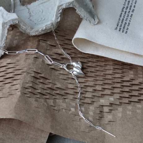 Heart motif double lariat / Matt silver【Silver 925 product】