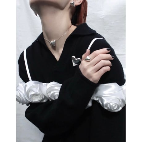 Heart brooch / Silver 【Silver 925 product】