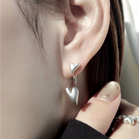 Heart connect pierce(1P) / Matt silver【Silver 925 product】