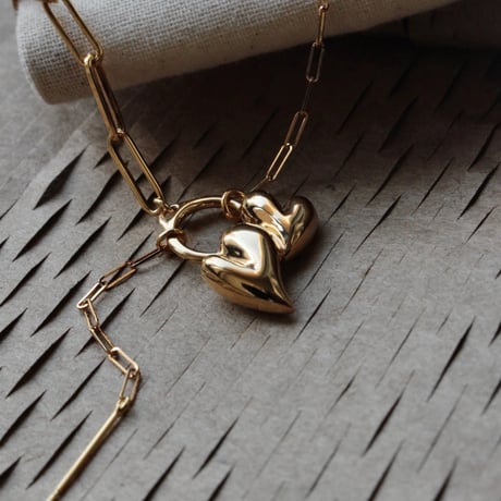 Heart motif double bracelet / Gold【Silver 925 product】