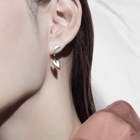 Heart connect pierce(1P) / Matt silver【Silver 925 product】