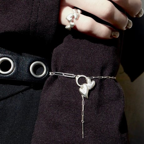 Heart  loop pinky ring / Matt silver【Silver 925 product】