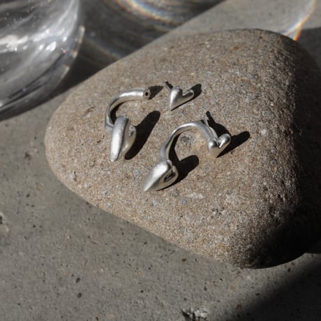 Heart connect pierce(1P) / Matt silver【Silver 925 product】