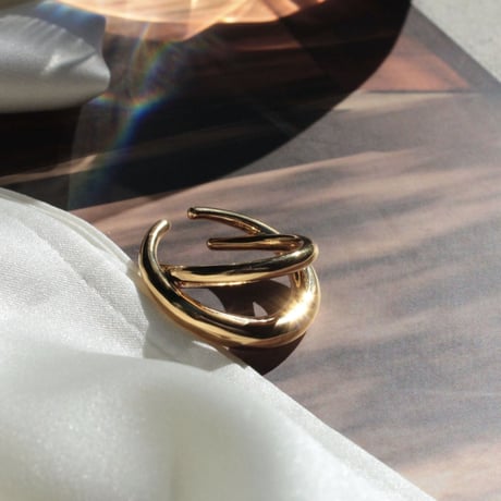 norme clear circle earcuff ring / SV925＋Gold Plated