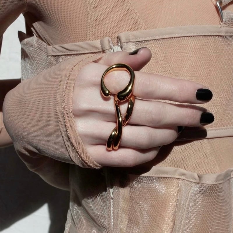 アクセサリー soierie framering Asymmetry metal frame ring (one color) | Soieri