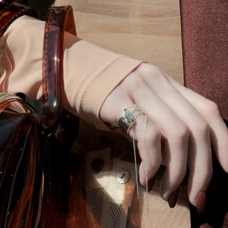norme playing chain pinky ring / SV925