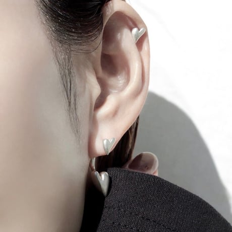 Heart connect pierce(1P) / Matt silver【Silver 925 product】