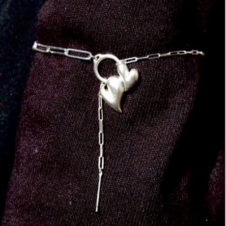 Heart motif double bracelet / Matt silver【Silver 925 product】
