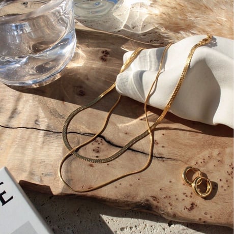 norme flat snake necklace / SV925＋Gold Plated
