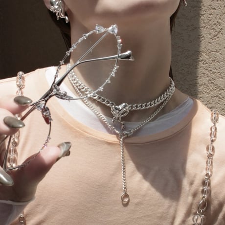 Distort ribbon layered necklace