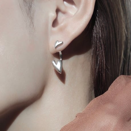 Heart connect pierce(1P) / Matt silver【Silver 925 product】