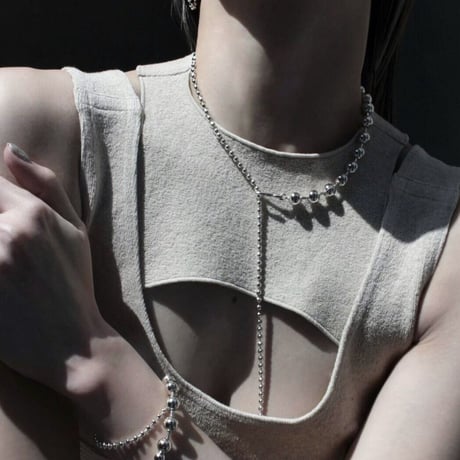 Ball chain hook necklace [Unisex line]