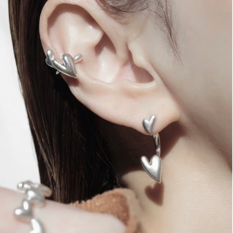 Heart connect pierce(1P) / Matt silver【Silver 925 product】