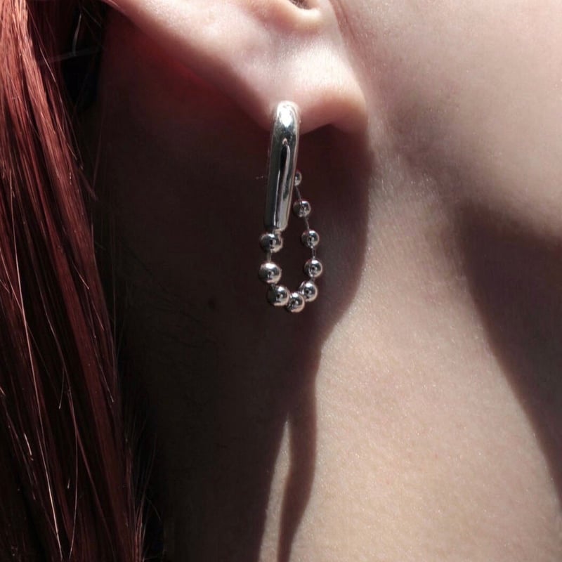 Ball chain hoop pierce [Unisex line] | Soierie