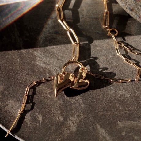 Heart motif double bracelet / Gold【Silver 925 product】