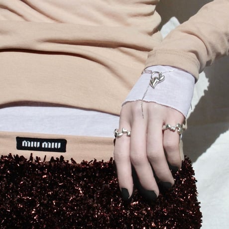 Heart motif double bracelet / Matt silver【Silver 925 product】