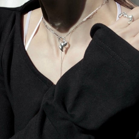 Heart motif double lariat / Matt silver【Silver 925 product】