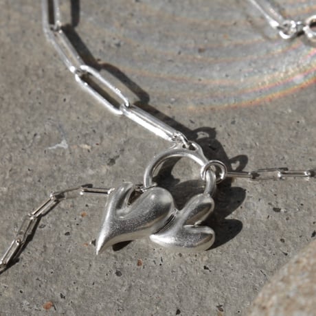 Heart motif double bracelet / Matt silver【Silver 925 product】