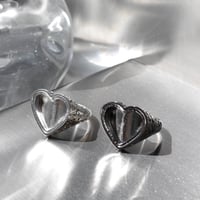 Heart barbell locket ring