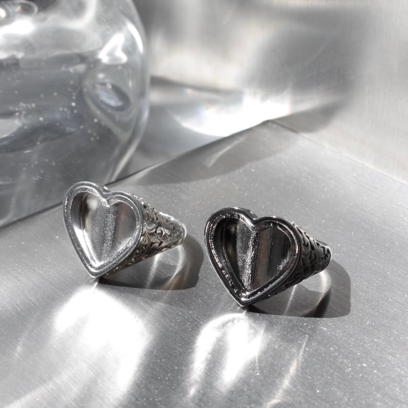 Heart barbell locket ring | Soierie Online Store