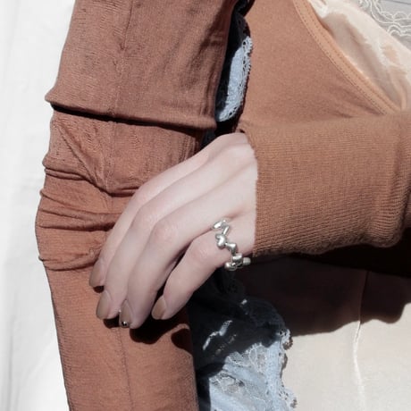 Heart  loop pinky ring / Matt silver【Silver 925 product】