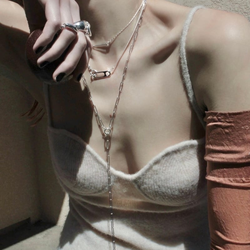 Gem clip necklace(3p set) | Soierie Online Store