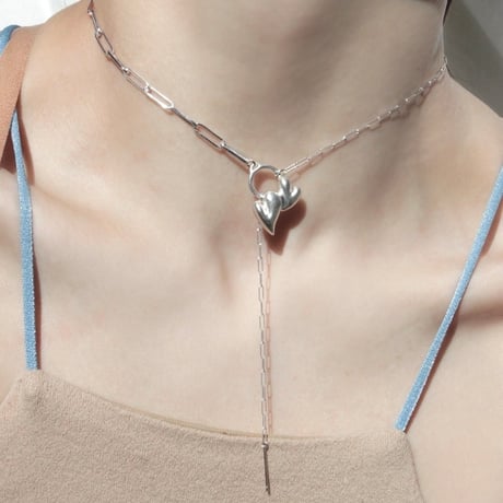 Heart motif double lariat / Matt silver【Silver 925 product】