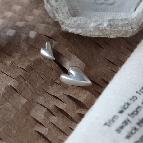 Heart connect pierce(1P) / Matt silver【Silver 925 product】