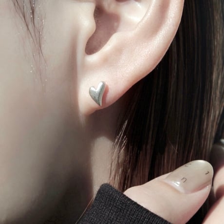 Heart connect pierce(1P) / Matt silver【Silver 925 product】