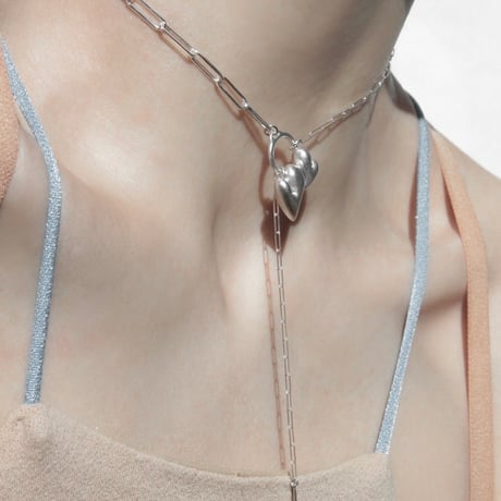 Heart motif double lariat / Matt silver【Silver 925 product】
