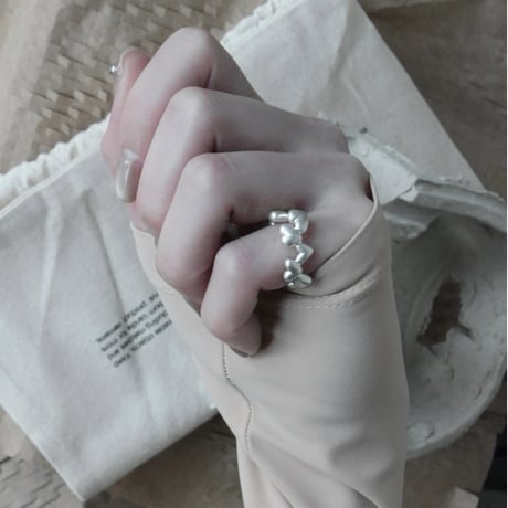 Heart  loop pinky ring / Matt silver【Silver 925 product】