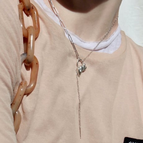 Heart motif double lariat / Matt silver【Silver 925 product】