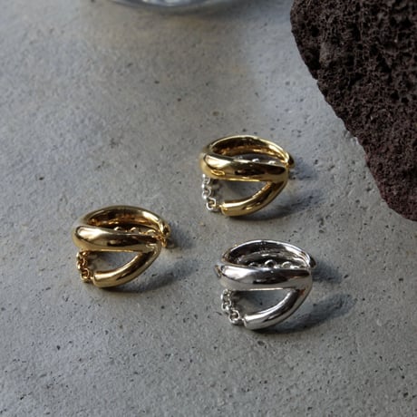 Poire chain earcuff pinky ring