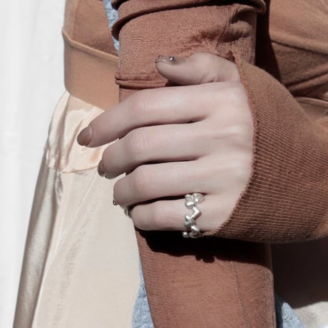 Heart  loop pinky ring / Matt silver【Silver 925 product】