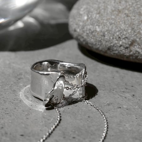 norme playing chain pinky ring / SV925