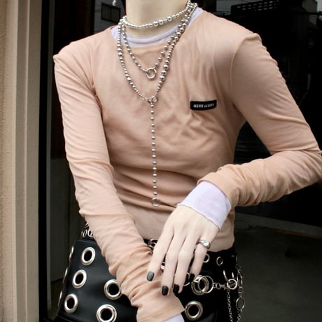 Metal ball carabiner necklace / Long