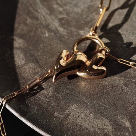 Heart motif double lariat / Gold【Silver 925 product】